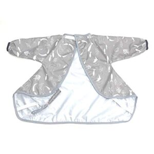 HIVVI Long Sleeve Baby Bib, Attaches to Highchair, Waterproof & Portable (Gray Seaworld)