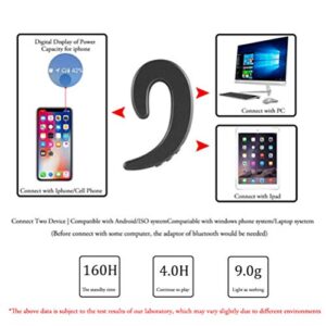 3C Light Ear Hook Wireless Bluetooth Headphone,Painless Wearing Single Ear Bluetooth Earpieces with Mic,Lightweight Non Bone Conduction Headsets for Cell Phone Android iPhone X/8/7/6(Black)