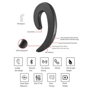 3C Light Ear Hook Wireless Bluetooth Headphone,Painless Wearing Single Ear Bluetooth Earpieces with Mic,Lightweight Non Bone Conduction Headsets for Cell Phone Android iPhone X/8/7/6(Black)