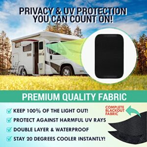 LATCH.IT RV Window Shade V2.0 | 16 x 24.75“ Blackout RV Door Window Shade | Total Blackout Fabric | RV Window Coverings | Instant Cooling and UV Protection | RV Door Shade for Camper Windows!
