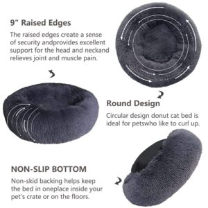 Small Dog Bed Calming Dogs Bed for Small Dogs Anti-Anxiety Puppy Bed Machine Washable Fluffy Luxury Anti-Slip Waterproof Mute Base Warming Cozy Soft Pet Round Bed