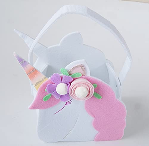 Spritz Felt Unicorn Basket - White - (8in (H) x 8in (W) x 4.85in(D))