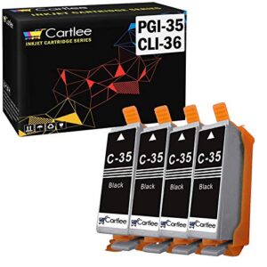 cartlee 4 compatible pgi-35 high yield ink cartridges for pixma ip100, pixma ip110 (4 black)