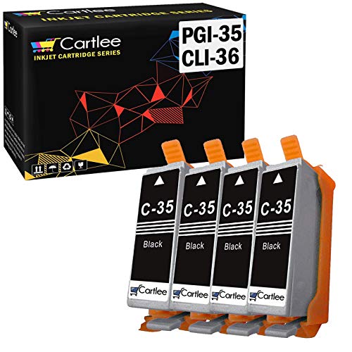 Cartlee 4 Compatible PGI-35 High Yield Ink Cartridges for PIXMA iP100, PIXMA iP110 (4 Black)