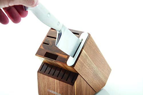 Farberware Edgekeeper 16-Piece Stainless Steel Block Set with Built-in Knife Sharpener, High-Carbon Stainless Steel Kitchen Knife Set with Ergonomic Handles, Acacia