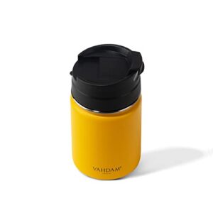 VAHDAM, Coffee Travel Mug, Stainless Steel Tumbler (8.8oz/260ml) Yellow | Vacuum Insulated Coffee Mug Double Wall | Sweat-proof Sipper Tumbler with Lid for Hot and Cold Drinks | Sports Tumbler