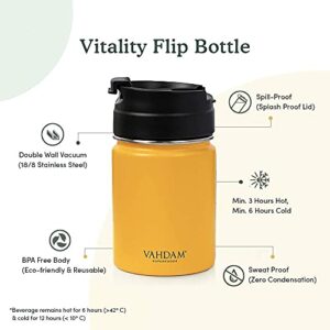 VAHDAM, Coffee Travel Mug, Stainless Steel Tumbler (8.8oz/260ml) Yellow | Vacuum Insulated Coffee Mug Double Wall | Sweat-proof Sipper Tumbler with Lid for Hot and Cold Drinks | Sports Tumbler