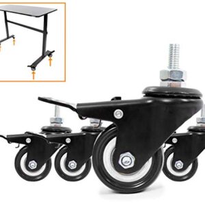 Stand Steady Attachable Desk Wheels | Set of 4 Locking Casters | Easy-Roll and Non-Marring | Full Swivel Wheels Compatible with Tranzendesk Standing Desks (2 Inch/Black)