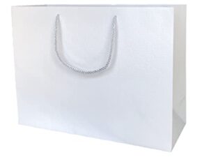 modeeni extra large white gift bags with handles 16x6x12 white paper bags 16x12 euro tote big shopping boutique bags 10 pack xl luxury wedding bag with silver handles