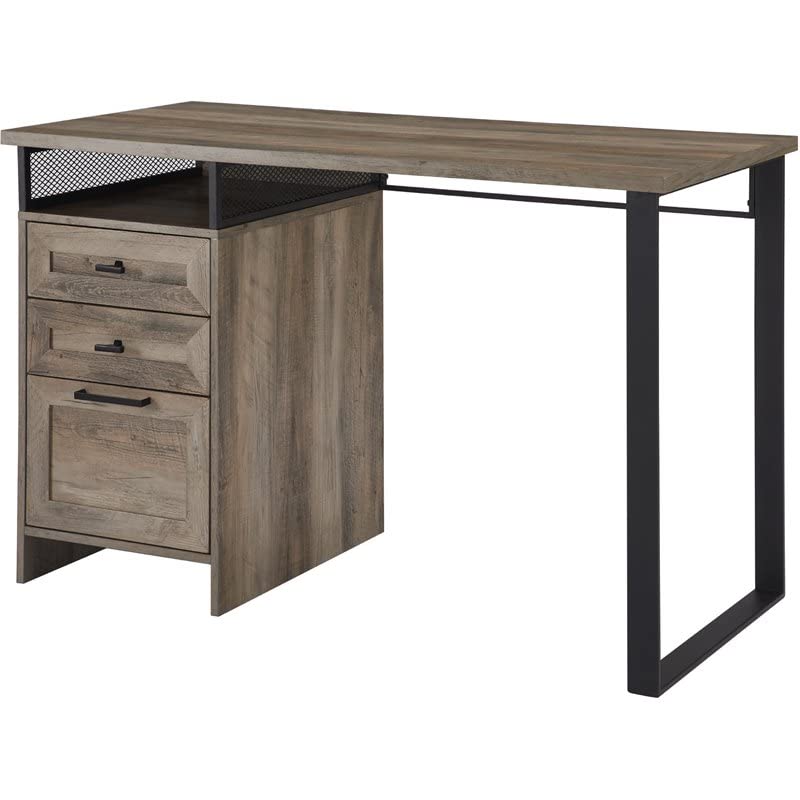 Walker Edison Modern Metal and Wood 3 Drawer Writing Desk Home Office Workstation Small, 48 Inch, Grey Wash