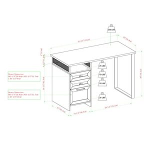 Walker Edison Modern Metal and Wood 3 Drawer Writing Desk Home Office Workstation Small, 48 Inch, Grey Wash