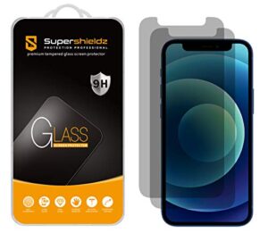 (2 pack) supershieldz designed for iphone 12 mini (5.4 inch) (privacy) anti spy tempered glass screen protector, anti scratch, bubble free