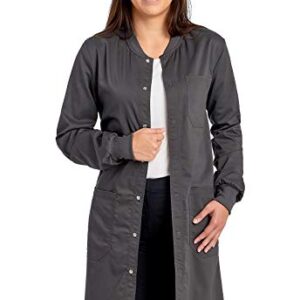 Cherokee Professional Lab Coat for Men and Women with Snap Front Closure WW350AB, XL, Pewter