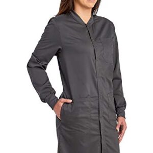 Cherokee Professional Lab Coat for Men and Women with Snap Front Closure WW350AB, XL, Pewter