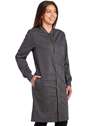 Cherokee Professional Lab Coat for Men and Women with Snap Front Closure WW350AB, XL, Pewter