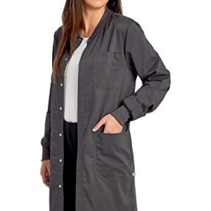 Cherokee Professional Lab Coat for Men and Women with Snap Front Closure WW350AB, XL, Pewter