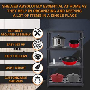 Juggernaut Storage Plastic Shelving, 36" Width x 72" Height x 18" Depth, Black (RS3618-5BLK)