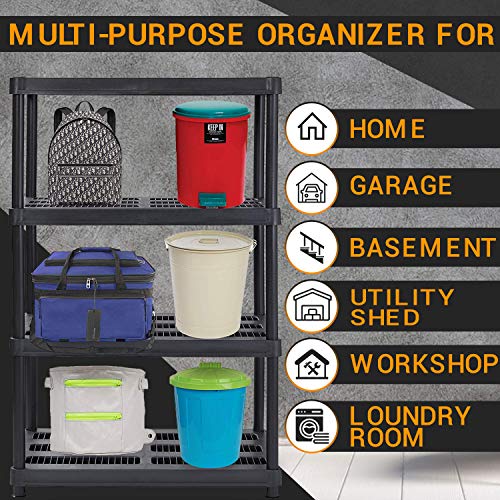 Juggernaut Storage Plastic Shelving, 36" Width x 72" Height x 18" Depth, Black (RS3618-5BLK)