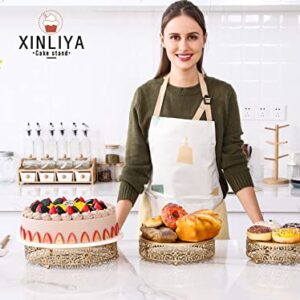 XINLIYA 3-Piece Set Cake Stands Round Cupcake Stands,Metal Wedding Brithday Party Celebration Dessert Display Plates,Gold