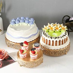 XINLIYA 3-Piece Set Cake Stands Round Cupcake Stands,Metal Wedding Brithday Party Celebration Dessert Display Plates,Gold