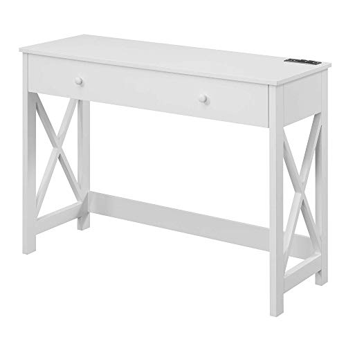 Convenience Concepts Oxford Desk with Charging Station, 42", White