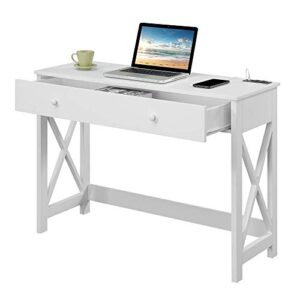 Convenience Concepts Oxford Desk with Charging Station, 42", White