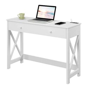 Convenience Concepts Oxford Desk with Charging Station, 42", White