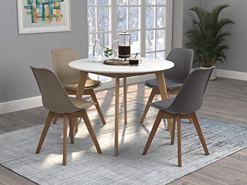 Coaster Furniture Breckenridge Round Matte White and Natural Oak Dining Table 192790