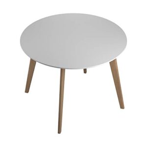 Coaster Furniture Breckenridge Round Matte White and Natural Oak Dining Table 192790