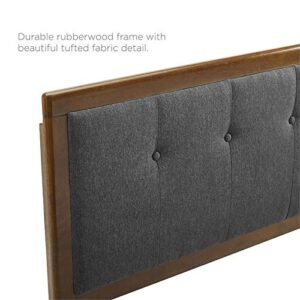 Modway Draper Tufted Queen Fabric and Wood Headboard in Walnut Charcoal