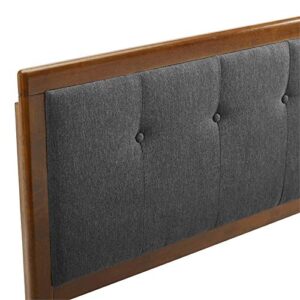 Modway Draper Tufted Queen Fabric and Wood Headboard in Walnut Charcoal