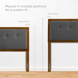 Modway Draper Tufted Queen Fabric and Wood Headboard in Walnut Charcoal