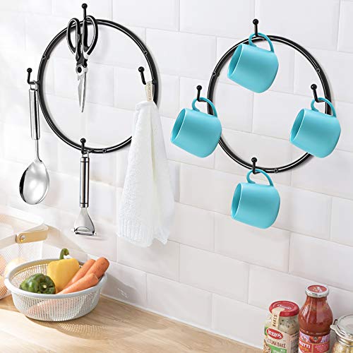 MOCOUM 3 Pack Coffee Mug Holder Wall Mounted Mug Racks, Metal Round Hanging Coffee Cup Holder Hooks for Mugs, Coffee Cups and Kitchen Utensils Display