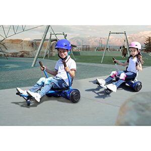 Hoverboard seat Attachment Go-Kart fits 6.5”/ 8”/ 10” hoverboards, Hover cart for Kids & Adults, Accessory for self Balancing Scooter (Blue)