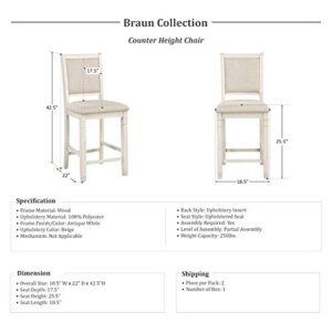 Lexicon Braun 5-Piece Counter Height Dining Set, Antique White