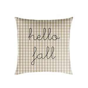 mozaic home hello fall indoor/outdoor pillow, 18 in x 18 in, beige, white