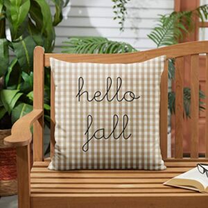 Mozaic Home Hello Fall Indoor/Outdoor Pillow, 18 in x 18 in, Beige, White