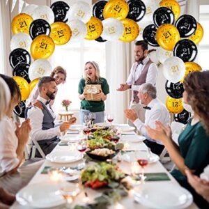 45 Piece 12 Inch 21st Birthday Party Latex Balloons Birthday Anniversary Party Decoration White Gold Black Theme Balloon for Twenty One Birthday Party Supplies Indoor Outdoor Decor