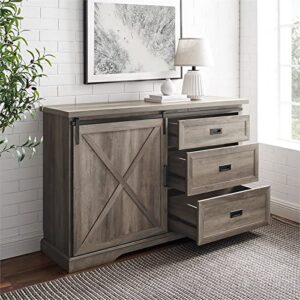 Walker Edison Modern Farmhouse Wood Sliding X Barn Door Buffet Sideboard Living Room Entryway Serving Storage Cabinet Doors-Dining Room Console 56 Inch, Grey Wash