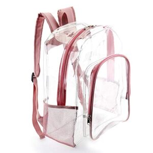 clear backpack for girls, see through backpack transparent plastic bookbags for women for school festival concert (rose/pink)