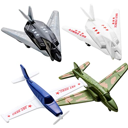 Airplane Toys - 12 Pack Vehicle Aircraft Plane Playset, Includes Styles of Bomber, Military, F-16 Fighter Jets, for Birthday Party Favor Toys, for Kids Boys and Girls (Styles May Very)