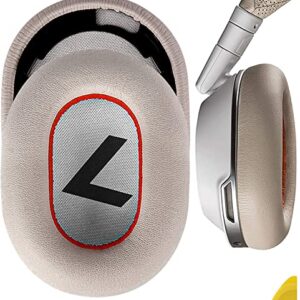 Geekria QuickFit Protein Leather Replacement Ear Pads for Plantronics BackBeat PRO 2, BackBeat PRO 2 Special Edition, Voyager 8200 UC, Headphones Earpads, Ear Cushion Repair Parts (White/Red)