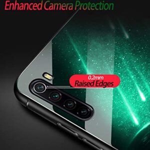 Leton-US Xiaomi Redmi Note 9S/Note 9 Pro Case Silicone Luminous Noctilucent 9H Tempered Glass Back Cover Soft Slim TPU Bumper Shockproof Phone Case Cover for Redmi Note 9S Glow in Dark Meteorite