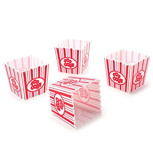 Tebery 30 Pack Plastic Open-Top Popcorn Boxes Reusable Popcorn Containers Bucket Tub - 3.75" Tall x 3.75" Square