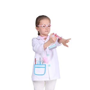 leegleri doctor lab coat role play costume pretend play jacket for toddler,doctor dress up outfit for birthday gift(3-4years)