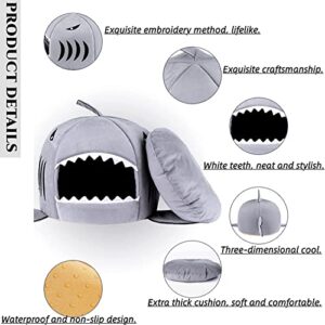 Cat Litter Hot Cat Mat Shark-Shaped House Warm Kennel Kitten Bed One Mat Two Usage Shark Bed for Small Cat Dog Cave Cozy Bed Removable （Light Grey）