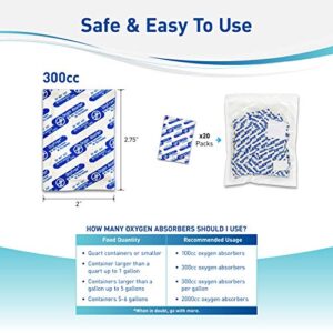 Oxygen Absorbers 300cc for Mylar Bags or Vacuum Sealer Bag Food Storage - Qty 20