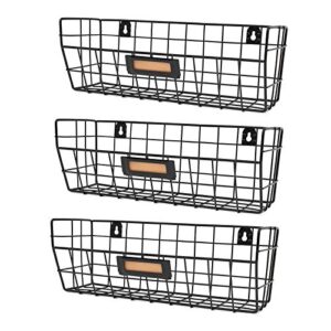 wall mounted wire basket kitchen storage pantry organizer fruit basket varying sizes set of 3 black