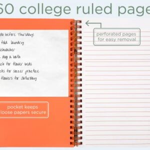 Steel Mill & Co Cute Large Spiral Notebook College Ruled, 11" x 9.5" with Durable Hardcover and 160 Lined Pages, Orange Floral