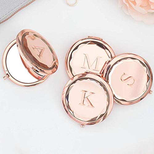 Clibeslty Personalized Bride Tribe Compact Mirrors Custom Graduation Travel Gifts for Her Rose Gold Compact Mirrors Bridesmaid Proposal Gifts Bridesmaid Christmas Graduation Gifts